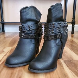 Black Studded Booties
